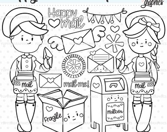 Happy Mail Stamps, Mail Stamps, COMMERCIAL USE, Postman Stamps, Delivery Stamps, Outgoing Stamps, Incoming Stamps, Postman Digital Stamps