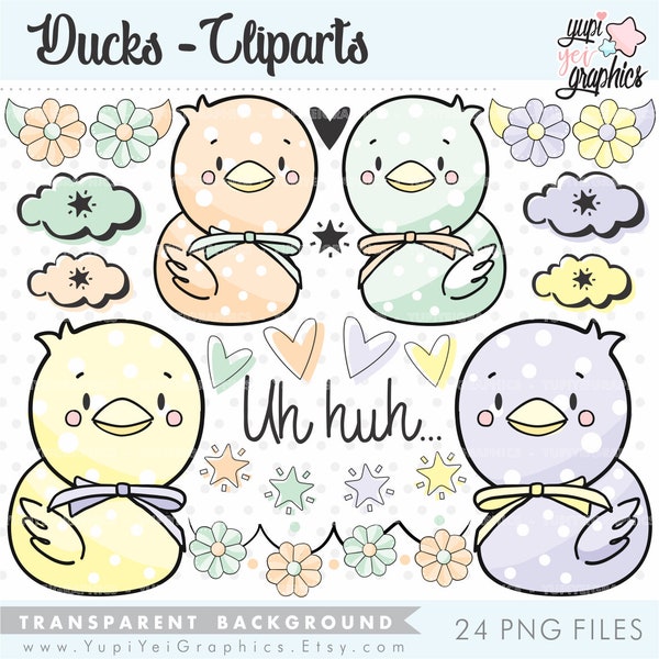 Duck Clipart, Duck Graphics, Rubber Duck Clipart, COMMERCIAL USE, Digital Clipart, Animal Clip Art, Baby Shower Clipart, Rubber Ducky, Duck