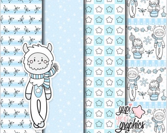 Yeti Digital Papers, Yeti Patterns, COMMERCIAL USE, Monster Digital Papers, Monster Patterns, Abominable Snowman, Winter Digital Papers