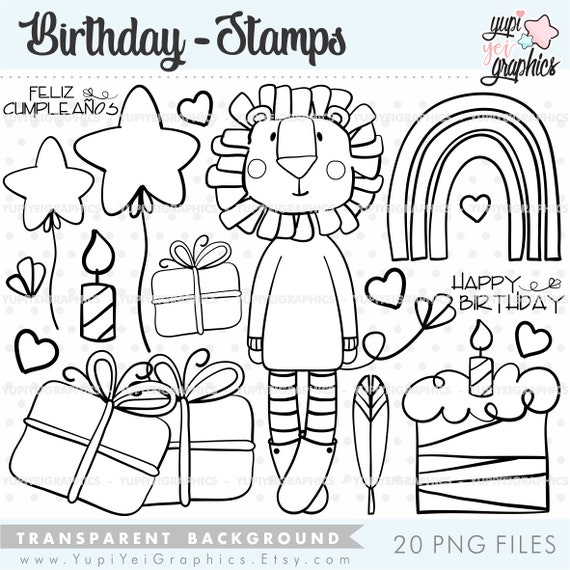 Birthday Stamps, Birthday Digistamps, Lion Stamps, COMMERCIAL USE, Birthday  Coloring Pages, Lion Coloring Pages, Happy Birthday Stamps, Lion 