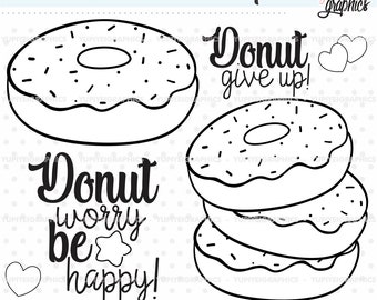 Donut Stamps, Sweet Stamps, COMMERCIAL USE, Dessert Stamps, Donut Images, Donut Digital Stamps, Donut Give Up, Donut Coloring Pages, Donuts