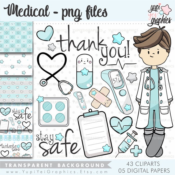 Medical Clipart, Medical Graphics, COMMERCIAL USE, Doctor Cliparts, Healthcare Clipart, Medical Illustrations, Quarantine Clipart, Hospital