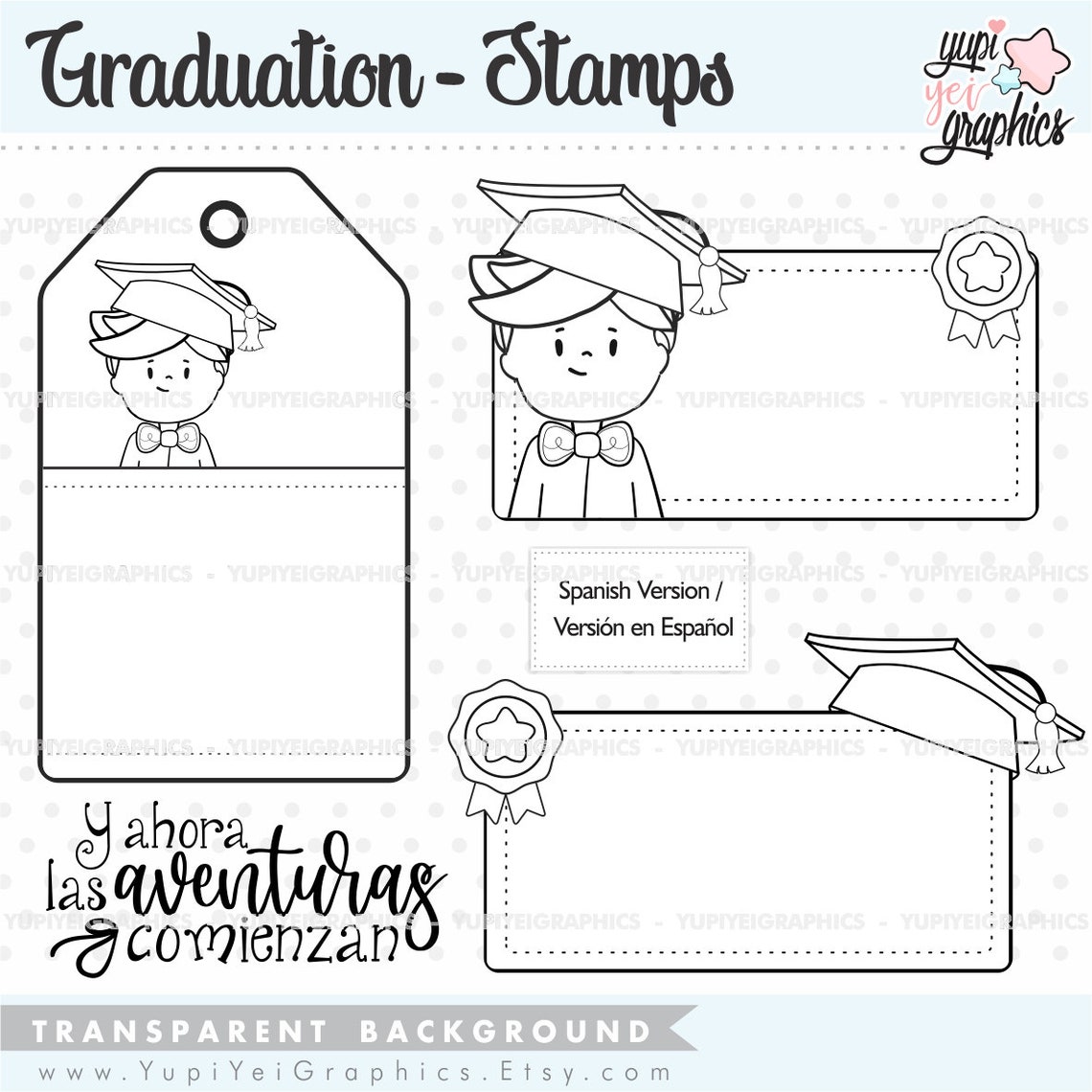 Graduation Stamps Graduation Digital Stamps COMMERCIAL USE Etsy
