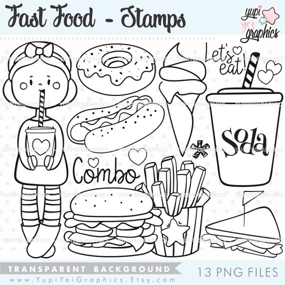 Fast Food Stamps Food Stamps COMMERCIAL USE Hamburguer Etsy