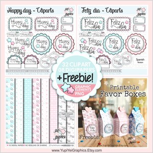 Happy Day Clipart, Celebration Clipart, COMMERCIAL USE, Birthday Clipart, Badges Clipart, Shapes Clipart, Frame Clipart, Happy Day Clip Art