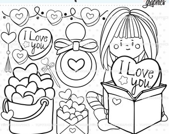 Love Digital Stamps, Love Stamps, Valentine's Day Stamps, COMMERCIAL USE, Valentine's Day, Valentines Day Stamps, Love Coloring Pages, Love