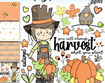 Autumn Clipart, Fall Clipart, COMMERCIAL USE, Harvest Clipart, Autumn Clip Art, Pumpkin Clipart, Harvest Clip Art, Autumn Graphics, Autumn