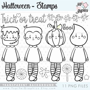 Halloween Digital Stamps, Ghost Digital Stamps, COMMERCIAL USE, Pumpkin Digital Stamps, Frankenstein Stamps, Halloween Clipart, Halloween