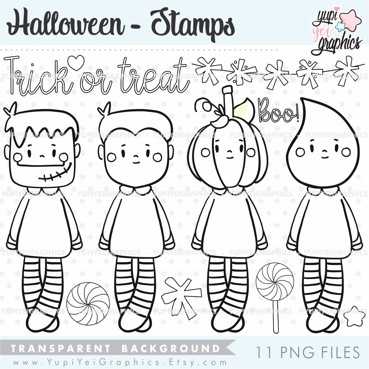 Halloween Digital Stamps Ghost Digital Stamps COMMERCIAL - Etsy