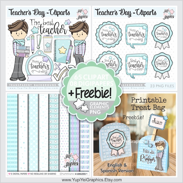 Teacher's Day Clipart, School Clipart, Teachers Day Clipart, COMMERCIAL USE, School Clip Art, Teacher Clipart, Back to School Clipart, Boy