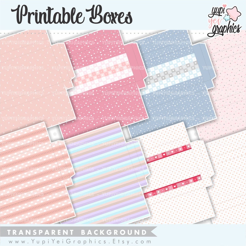 Treat Boxes, Printable Boxes, Boxes PNG, Party Favors, Printable Treat Boxes, Party Boxes, Digital Boxes, Candy Box, Valentine's Day, Boxes zdjęcie 5