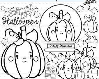 Francobolli digitali di Halloween, Francobolli di Halloween, Francobolli di zucca, USO COMMERCIALE, Clipart di Halloween, Immagini di zucca, Francobolli digitali di zucca, Timbro