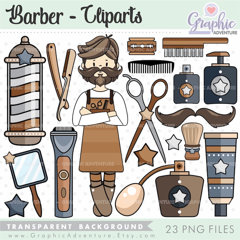 Barber Clipart Barbershop Clipart COMMERCIAL USE - Etsy