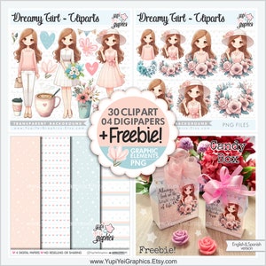 Frühling Mädchen Clipart, süßes Mädchen Clipart, romantisches Mädchen Clipart, Muttertag Clipart, Mama Clipart, Mode Mädchen Clipart, Mutter Clipart, Mama
