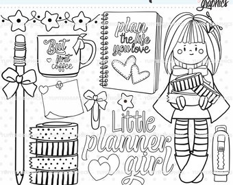 Planner Girl Digital Stamps, Planner Digital Stamps, COMMERCIAL USE, Washi Tape Digital Stamps, School Digital Stamps, Coffee Cup, Digistamp