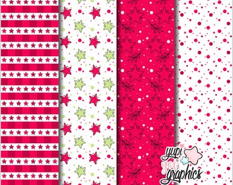 Christmas Digital Papers, Christmas Pattern, COMMERCIAL USE, Christmas Background, Digital Scrapbook Paper, Christmas Stars Digital Papers