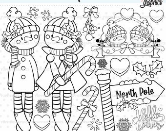 Snowman Stamps, Winter Stamps, COMMERCIAL USE, Snowman Digital Stamps, Christmas Snowman, Christmas Coloring Pages, Christmas Stamps, Winter