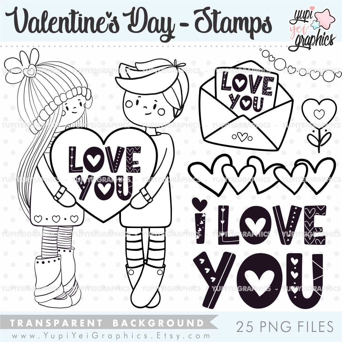 Love you digital paper pack, valentine scrapbook pages