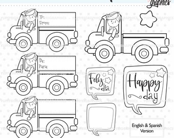 Truck Stamps, Car Stamps, COMMERCIAL USE, Truck Images, Truck Digital Stamps, Truck Digistamps, Car Digital Stamps, Boy Stamps, Men, Man