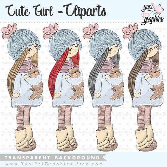 Paper, Party & Kids COMMERCIAL USE Girl Clipart Girl Graphics Girl ...