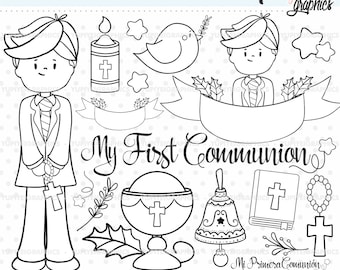 First Communion Stamps, First Communion Boy, COMMERCIAL USE, Boy Stamps, Religious Stamps, Communion Stamps, Coloring Pages, Stamps