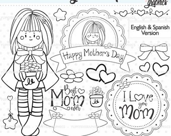 Mother Stamps, Mother's Day Stamps, COMMERCIAL USE, Mom Stamps, Mommy Stamps, Coloring Pages, Mother Day Stamps, Mom Digital Stamps, Stamps