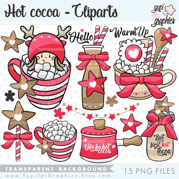 Christmas Clipart, Christmas Graphic, Hot Cocoa Clipart, COMMERCIAL USE, Girl Clipart, Girl Graphic, Christmas Illustration, Christmas Decor