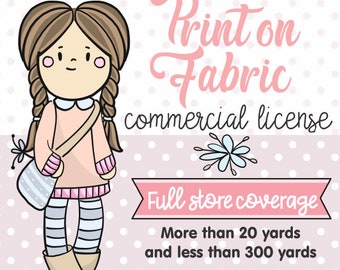 Commercial License for Use on Fabric, Commercial Use, Use 1 (one) license for all products you buy in our shop, No Credit, Commercial Use
