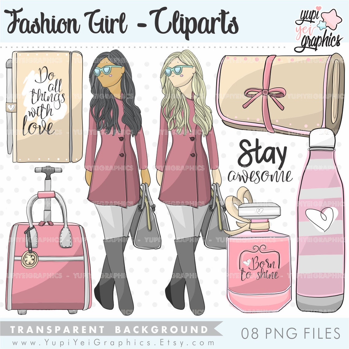 Girl Clipart Girl Graphics Fashion Girl Clipart COMMERCIAL - Etsy