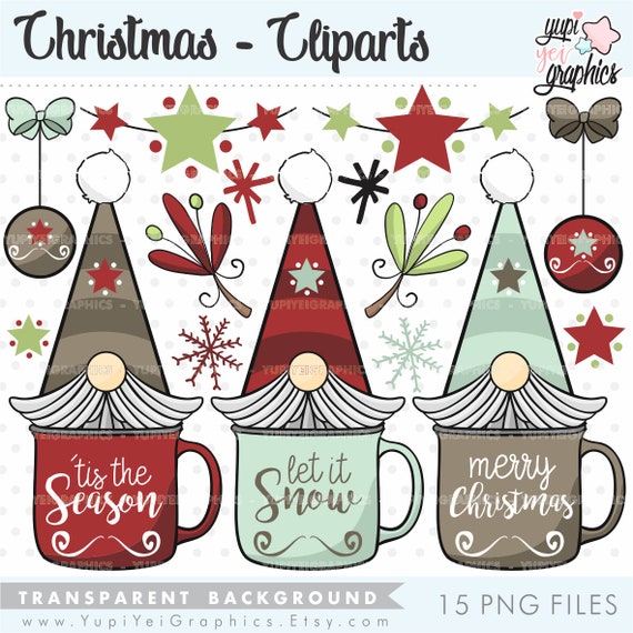 Download Christmas Clipart Christmas Gnomes Clipart Commercial Use Etsy