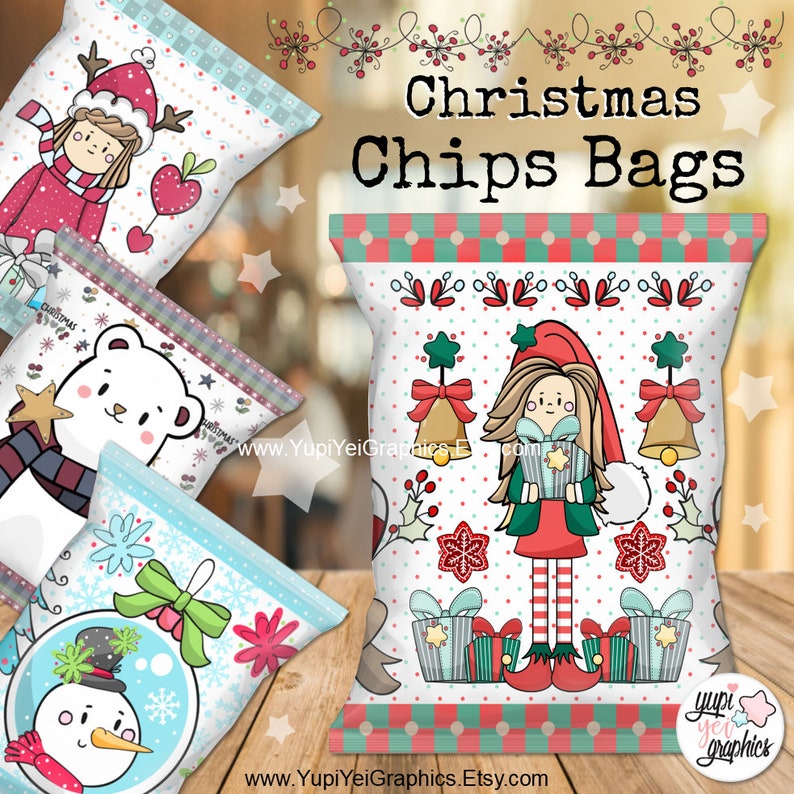 Christmas Chips Bags PNG Printable Chips Bags COMMERCIAL Etsy