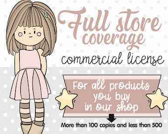 Commercial License, Full Store Coverage for more than 100 and less than 500 copies, Use 1 (one) license for all products you buy in our shop