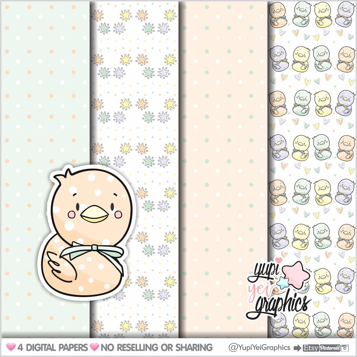 Duck Digital Paper Duck Pattern Rubber Duck (Download Now)