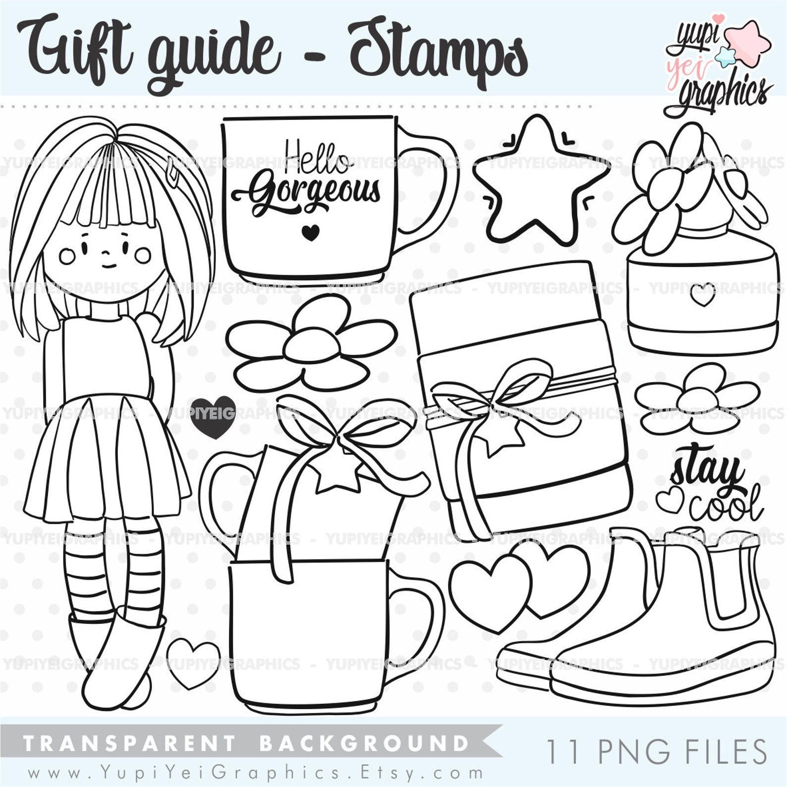Girl Digital Stamps Girl Stamps COMMERCIAL USE Planner Girl Etsy