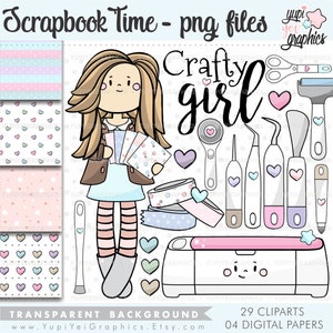 Planner Girl Clipart, Cutter Machine Clipart, Planner Girl Graphics, USO COMERCIAL, Office Clipart, Office Stuff Clipart, School Clipart
