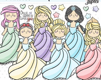 Princess Clip Art, Princesses Clipart, COMMERCIAL USE, Fairy Tale Clipart, Princess Graphics, Princess Illustration, Princesses Graphics