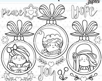 Christmas Digital Stamps, Christmas Digistamps, COMMERCIAL USE, Christmas Stamps, Christmas Coloring Pages, Christmas Balls, Digistamps