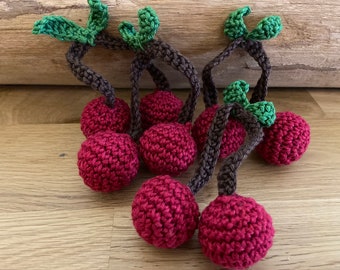Crocheted cotton cherries
