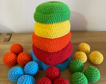 stacking game Montessori sorting game Waldorf color game