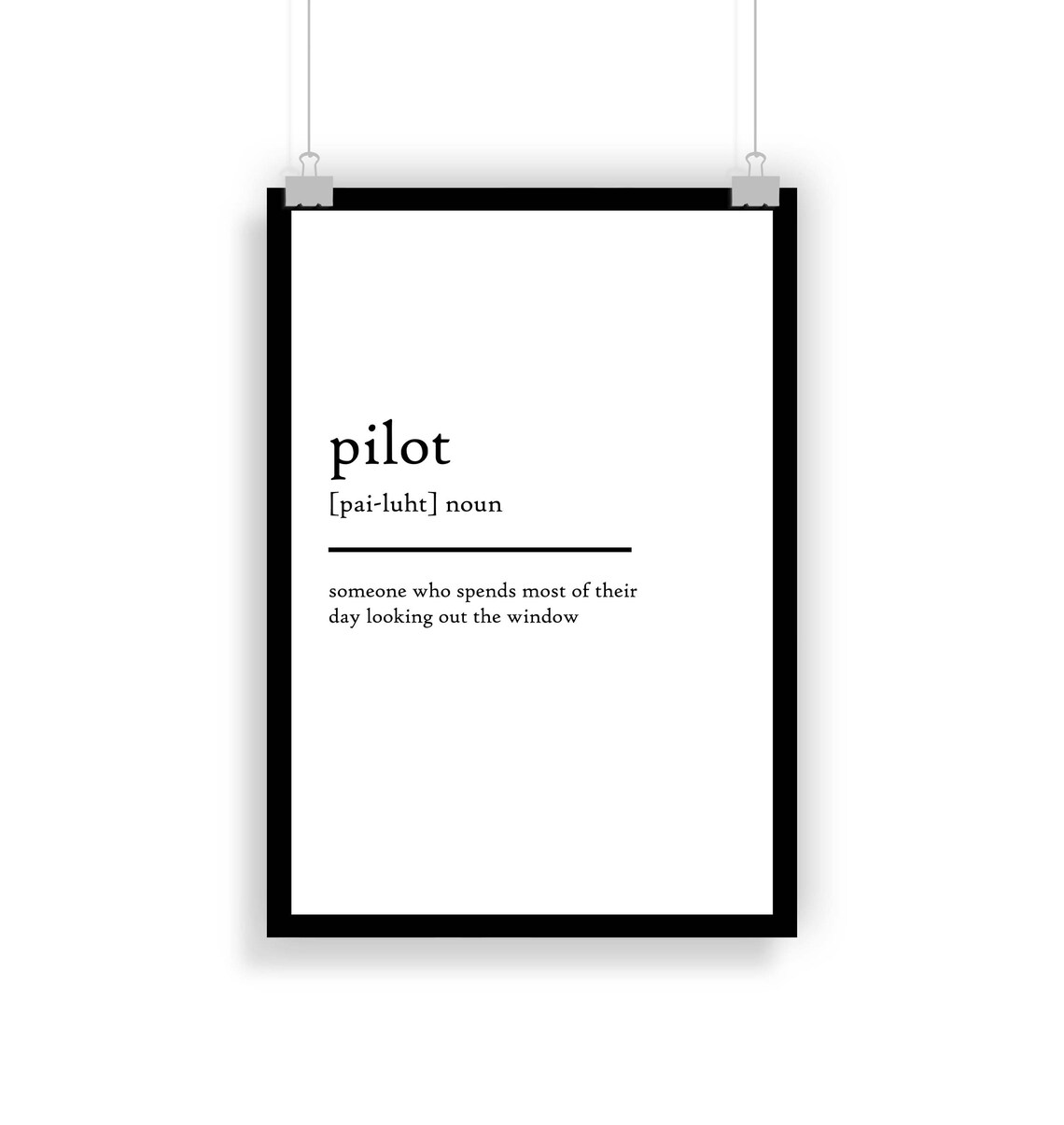 Pilot Definition Print Pilot Definition Poster Etsy UK