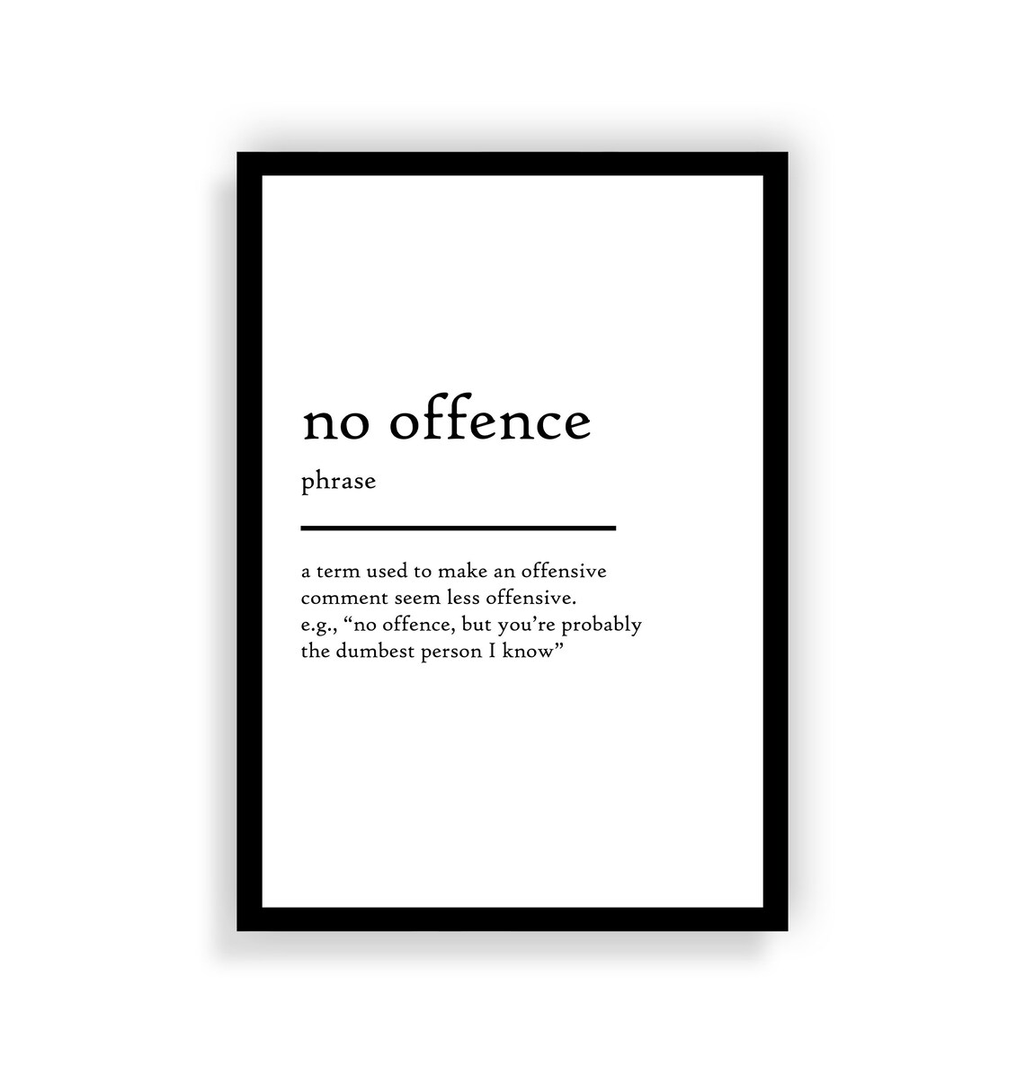 No offence definition print no offence definition poster etsy