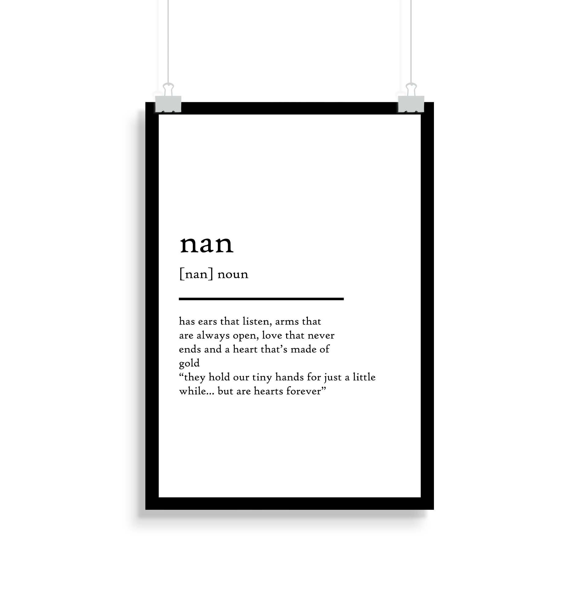 Nan definition print Nan definition poster Etsy