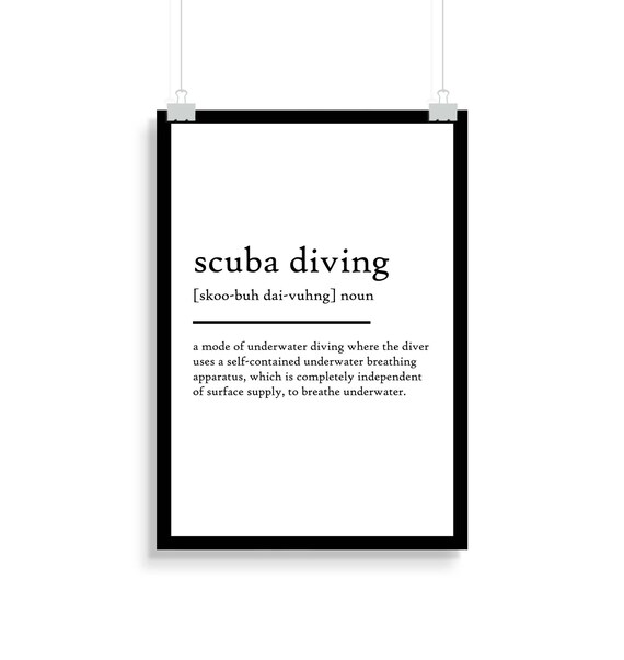 Scuba diving definition print scuba diving definition poster Etsy