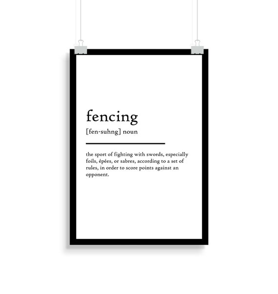 Fencing Definition Print Fencing Definition Poster Etsy