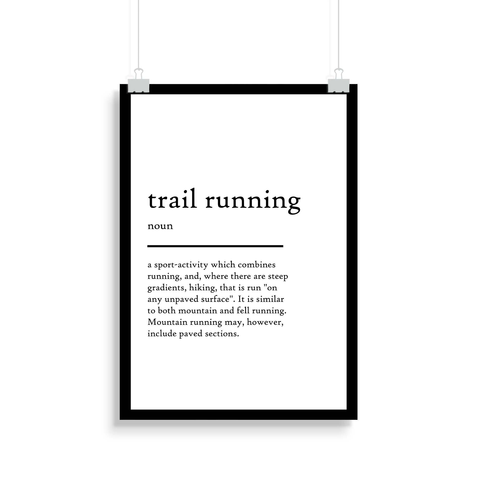 Trail Running Definition Print Trail Running Definition Etsy 