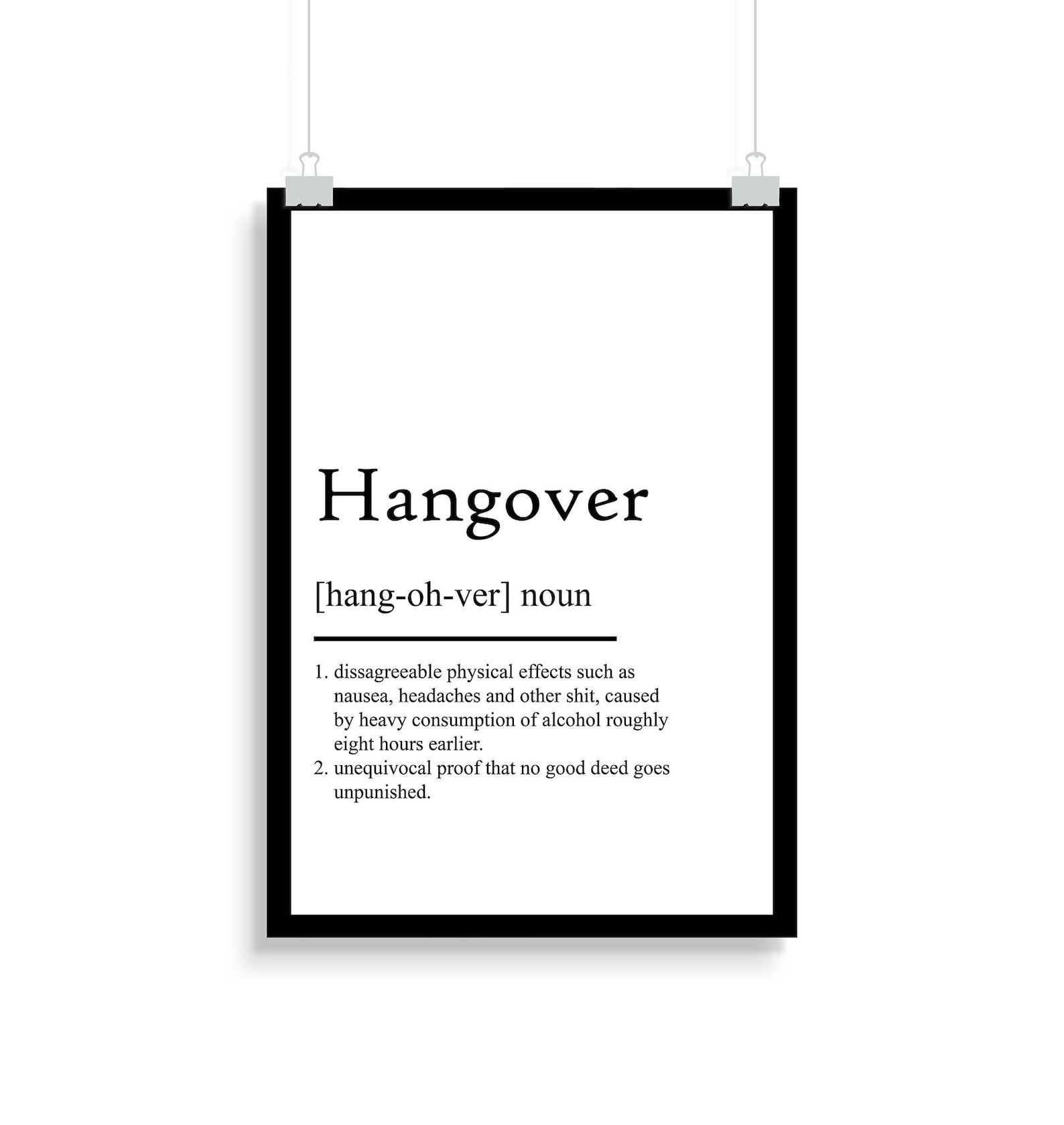 Hangover Definition Print Hangover Definition Poster Etsy