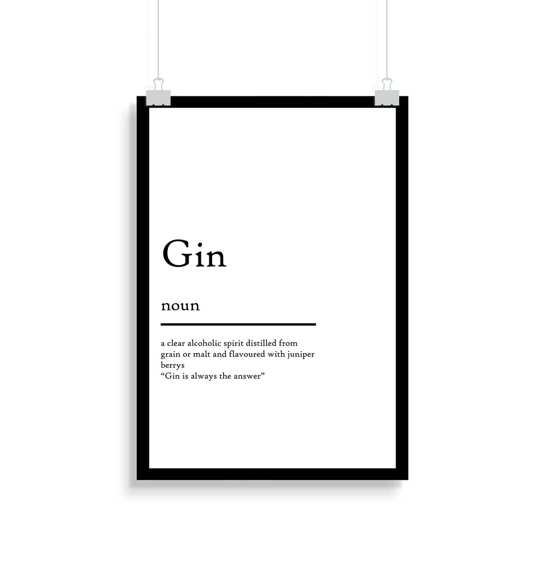 Gin Definition Print Gin Definition Poster Etsy Canada