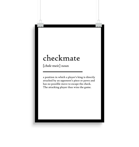 Checkmate Definition Print Checkmate Definition Poster Etsy