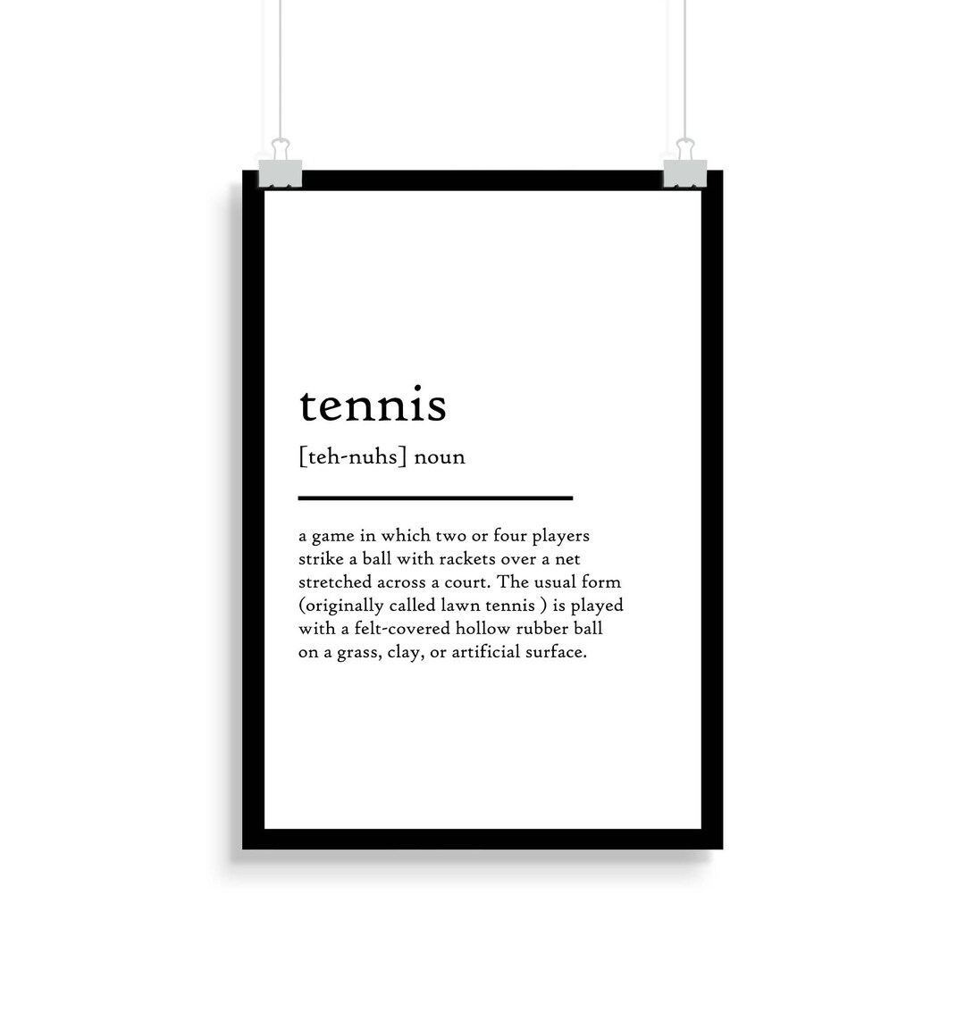 Tennis Definition Print Tennis Definition Poster Etsy
