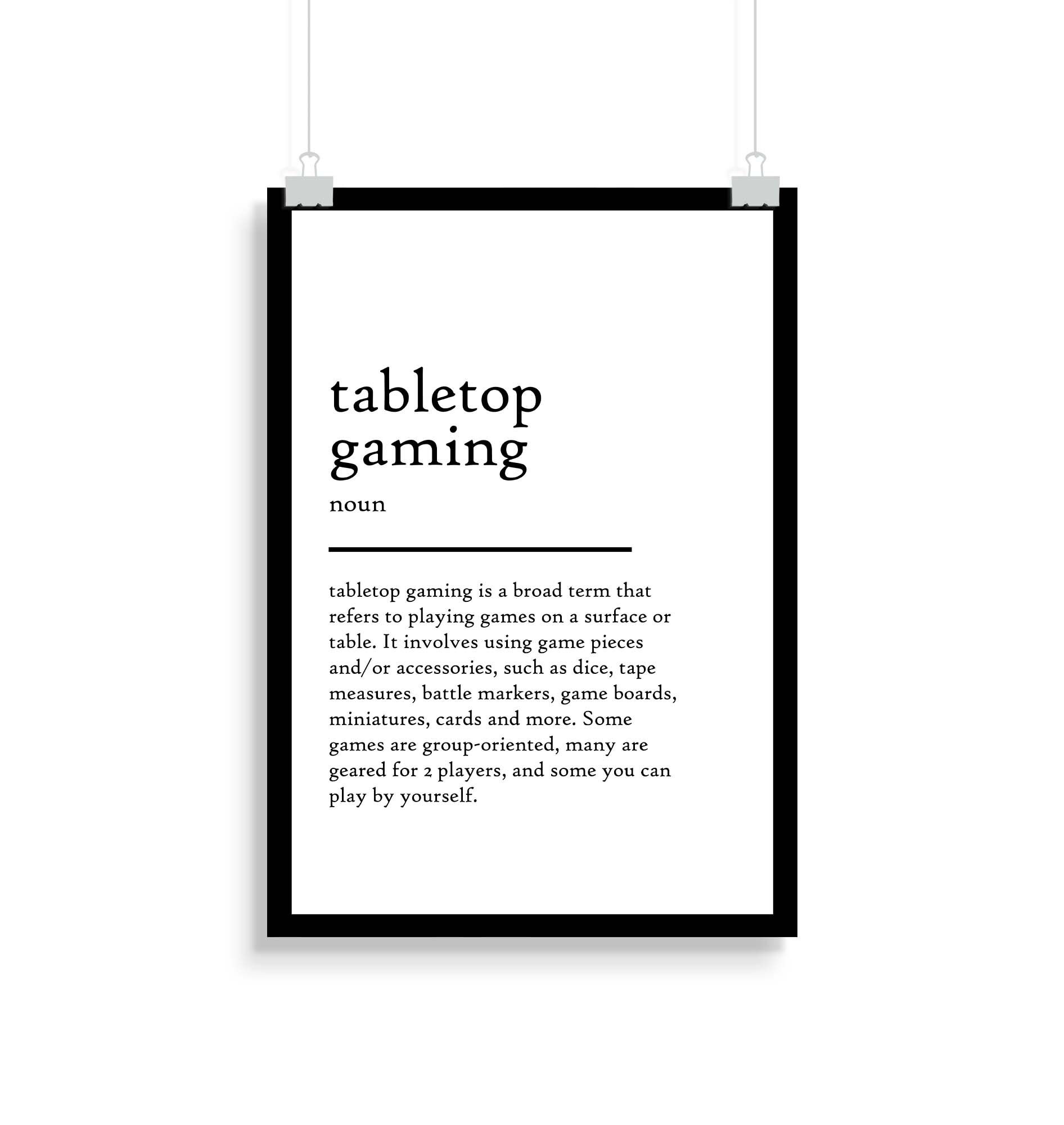 Tabletop Gaming Definition Print Tabletop Gaming Definition Etsy UK